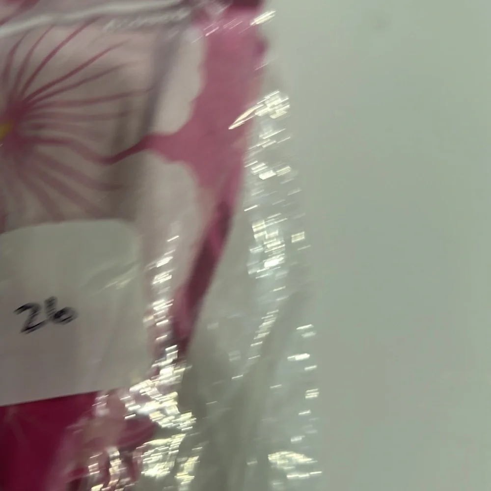 Hawaii Pink Flowers Bag About 12” Long with Pockets for Cosmetics